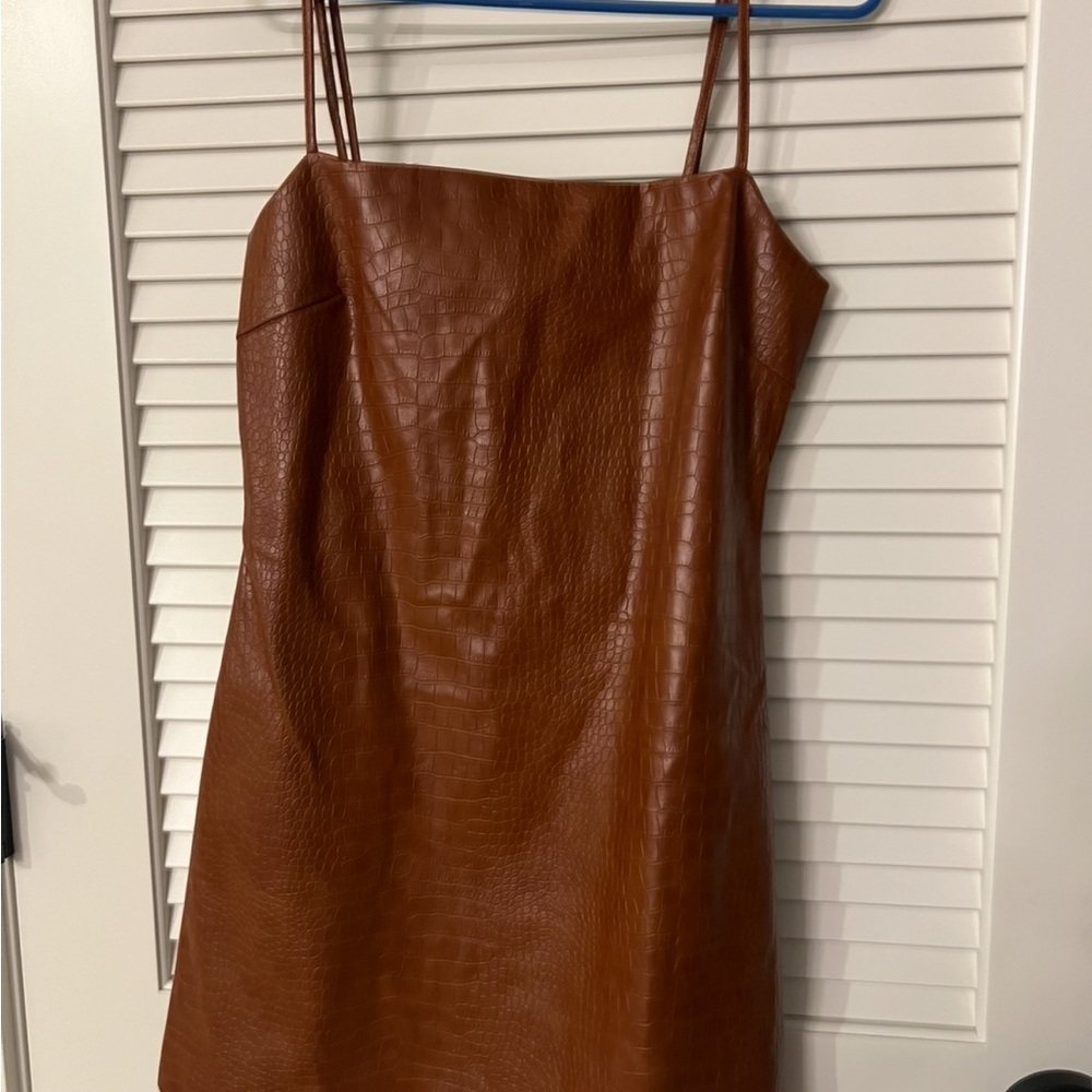Bardot Brown Spaghetti Strap Slip Mini Dress